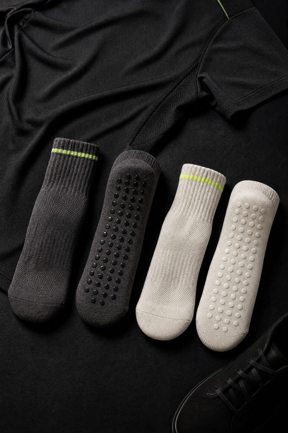 Studio Sock 2-Pair — Two pairs. Silicone grip dots on the full sole.